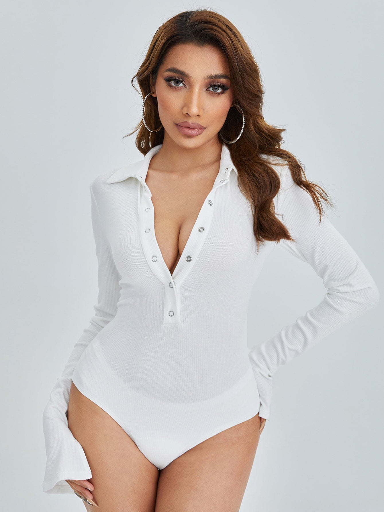 Long Sleeve Button Sculpting Bodysuit